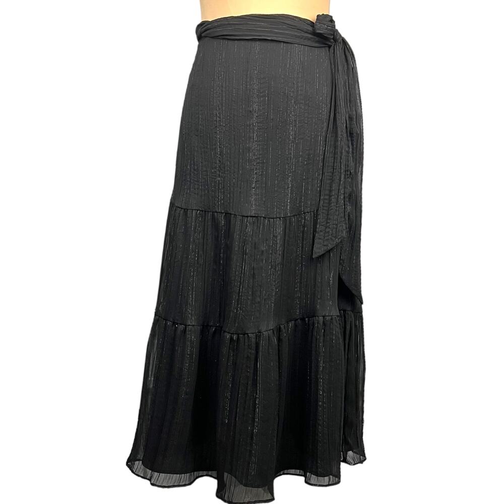 Woman’s Sheer Chiffon Tiered Peasant Skirt & Belt  Sz 8 Whimsigoth Balletcore